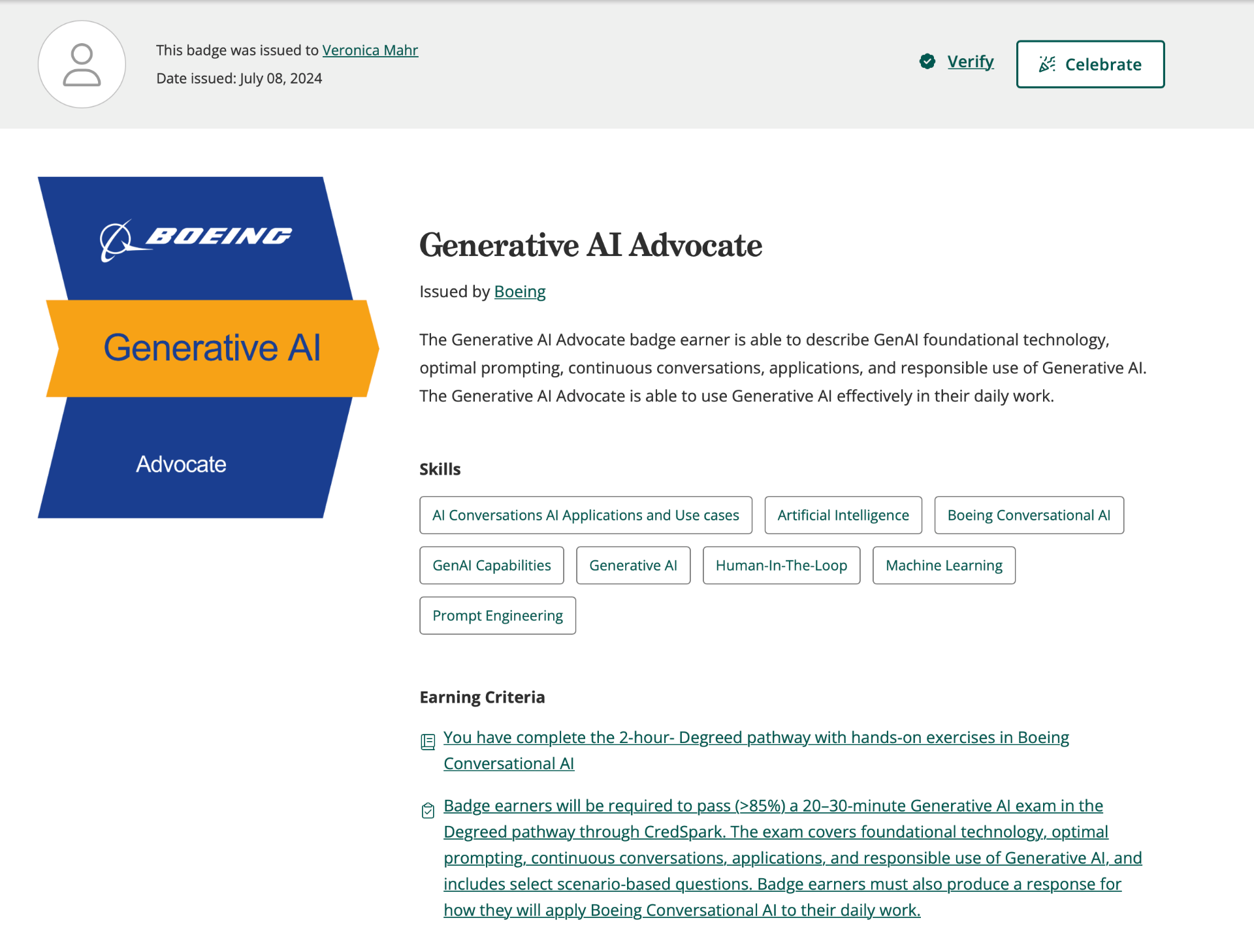 Generative AI Advocate — certificate of completion