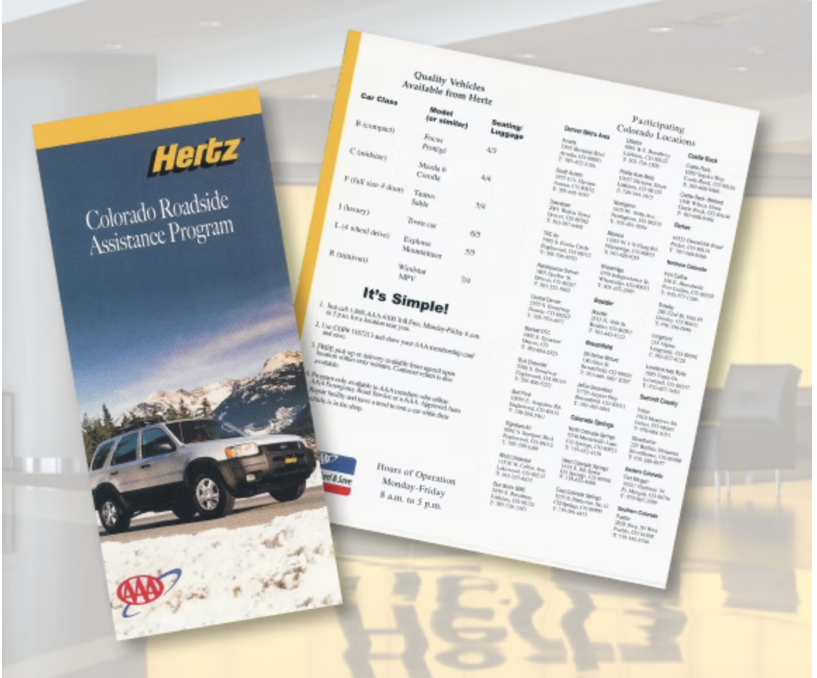 Hertz roadside assistance brochure